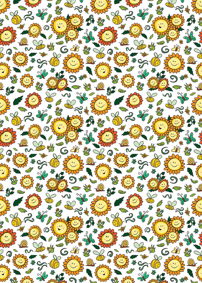 Cheerful Sunflower and Insect Pattern
