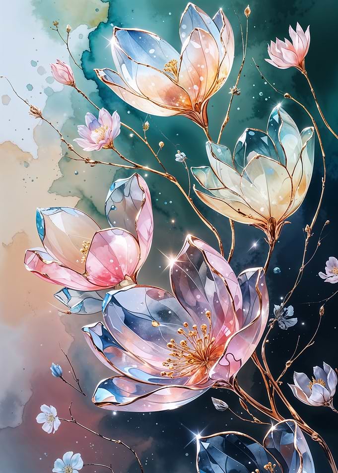 Luminous Crystal Flowers
