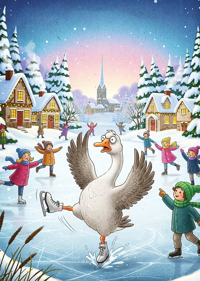 Goose Ice Skating Winter