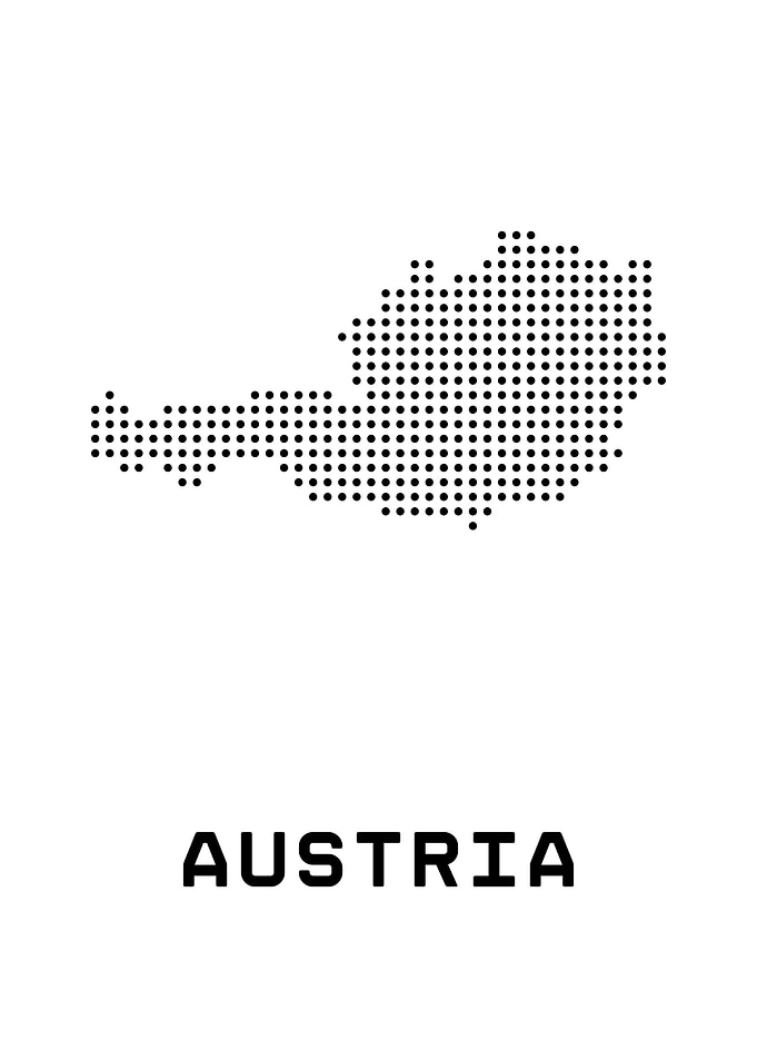 Austria Map Black Dots - White Background