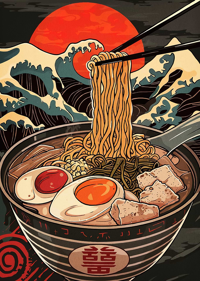 Ramen Bowl Waves Sun