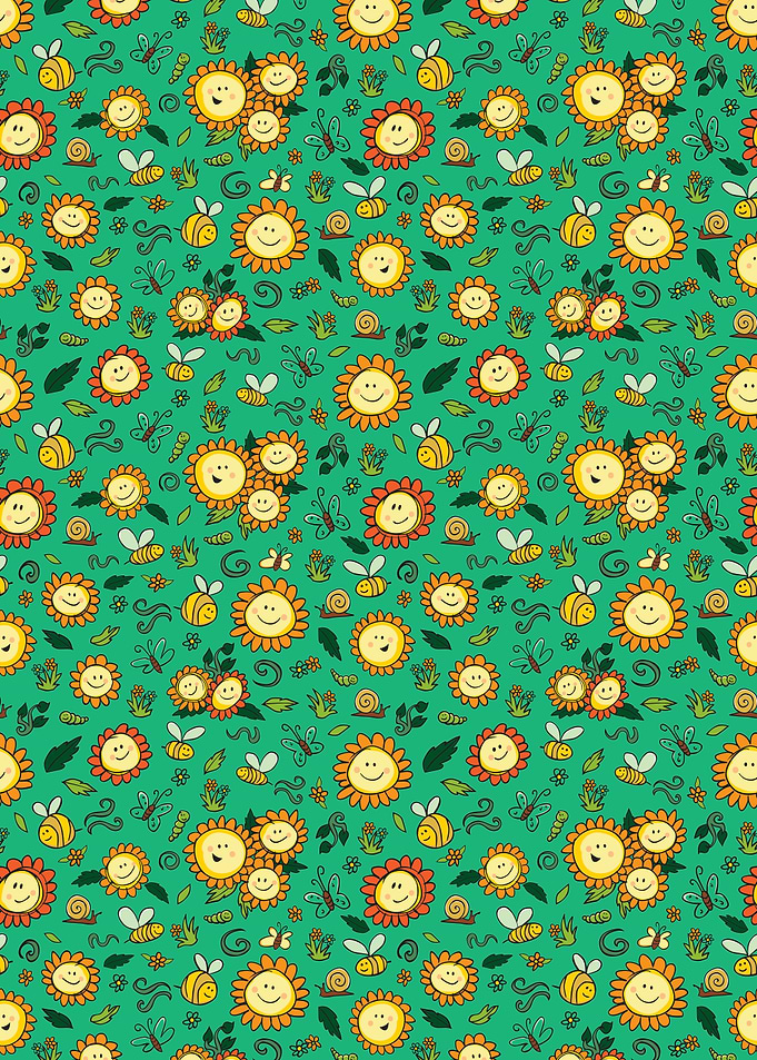 Cheerful Sunflower and Insect Pattern