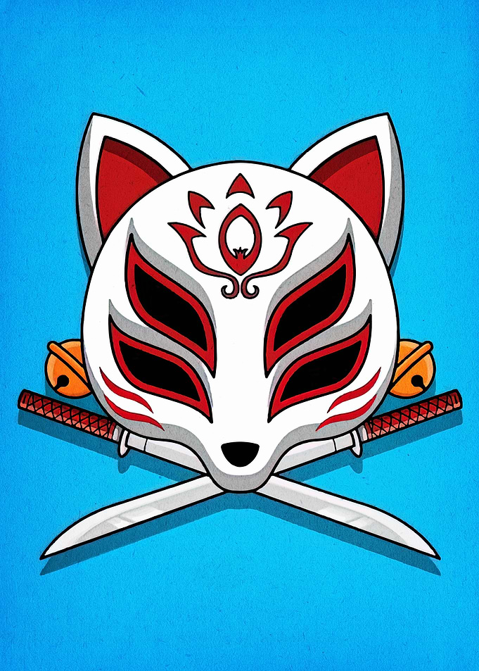 Fox Mask with Swords and Bells