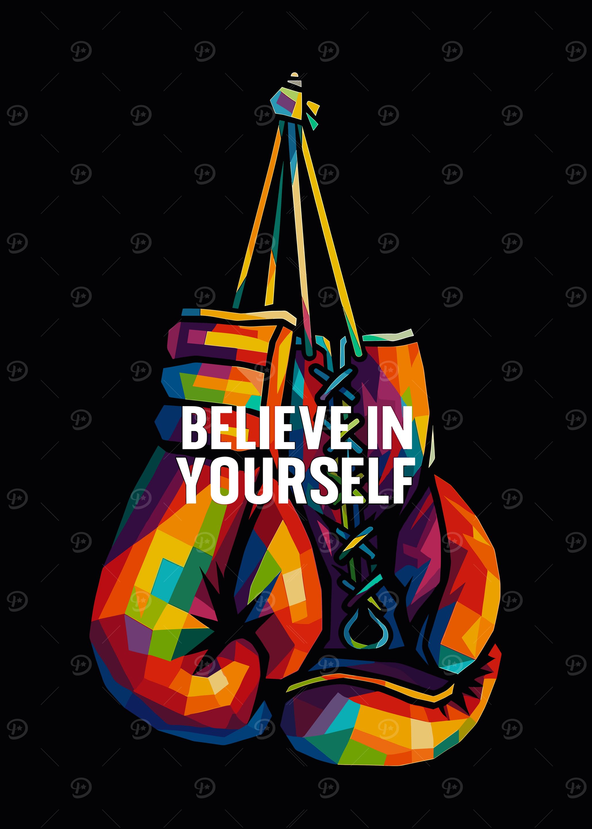 Believe in Yourself Boxing Gloves Art