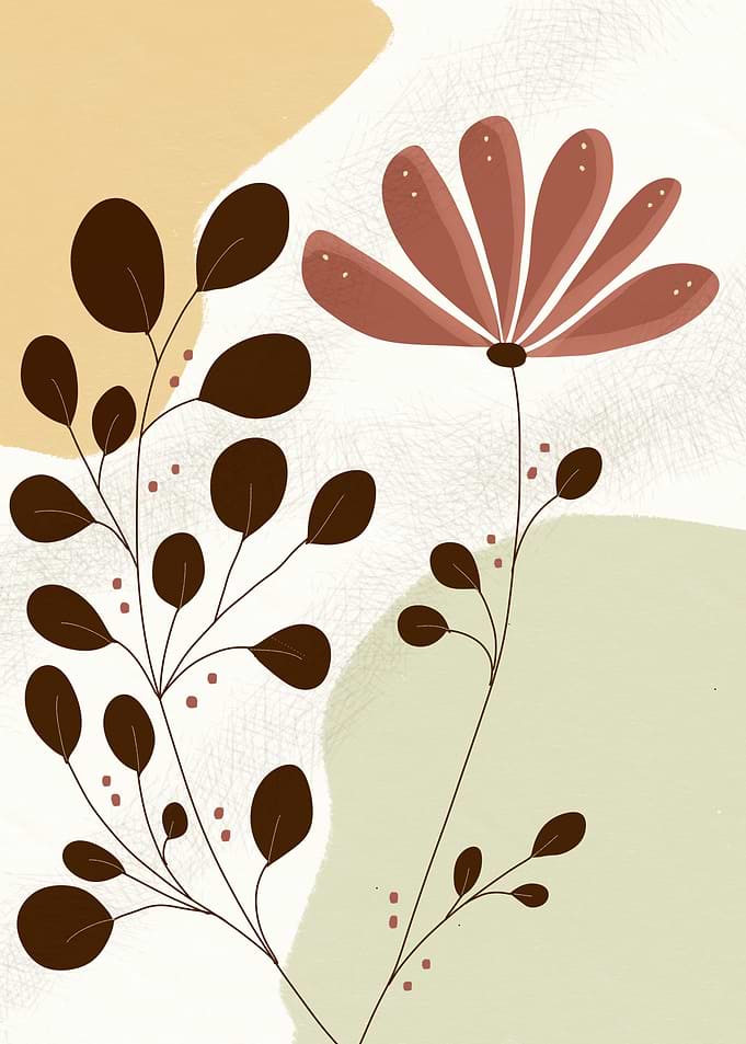 Floral Illustration with Earthy Tones
