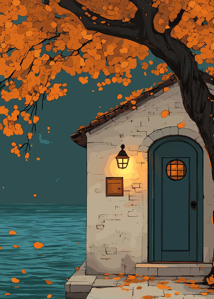 Autumn Cottage by the Sea