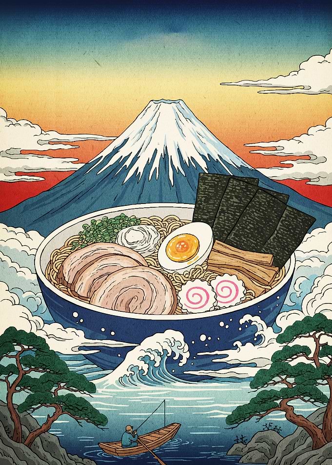 Ramen Bowl Mount Fuji Japanese