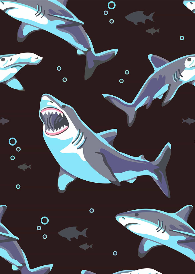 Shark Pattern on Dark Background