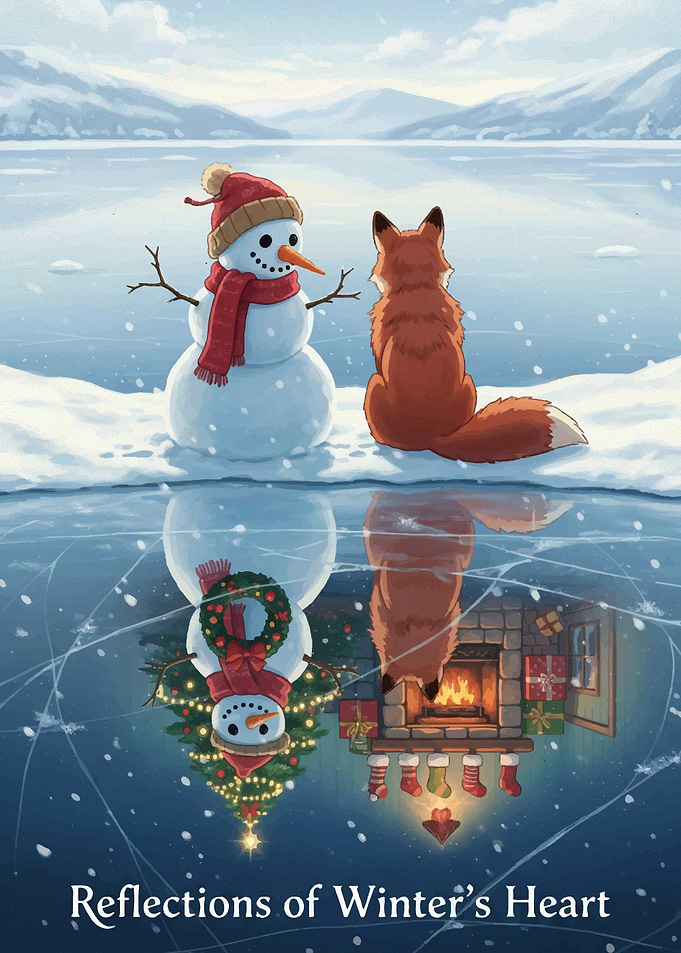 Winter Reflections: Snowman and Fox