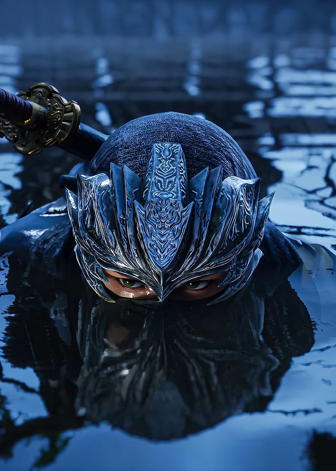 Ninja Gaiden in Water with Sword