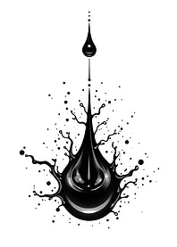 Black Liquid Splash on White Background