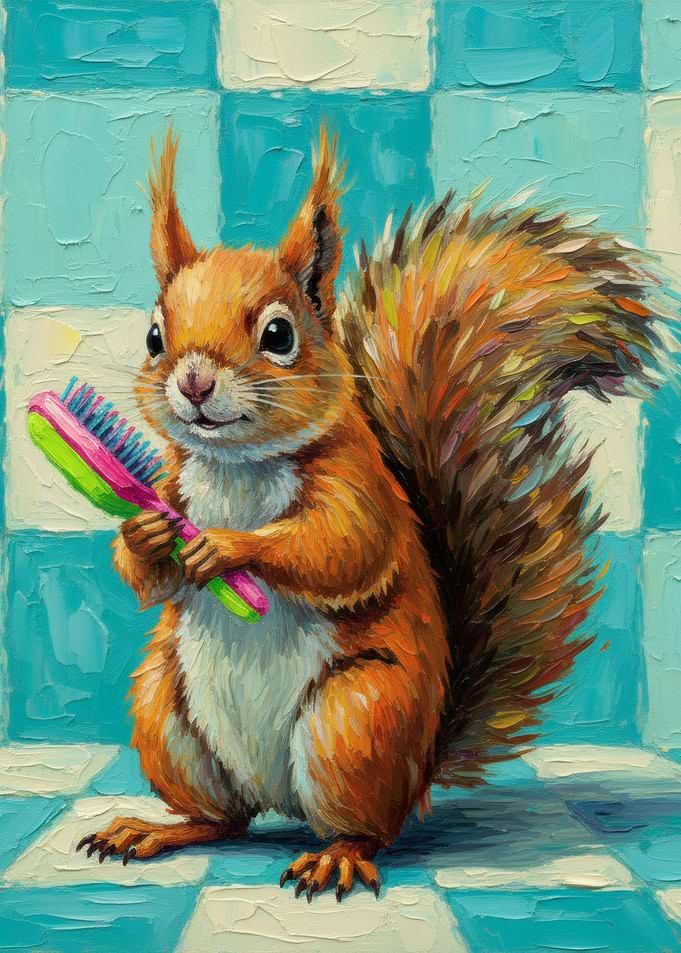 Squirrel with Brush Painting