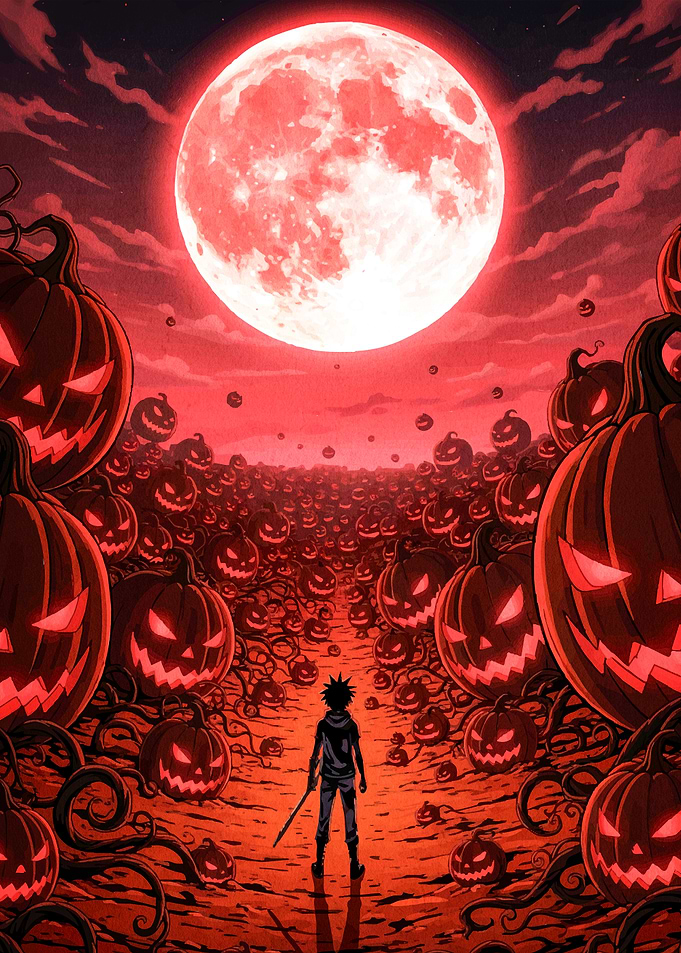 Halloween Night Pumpkin Field