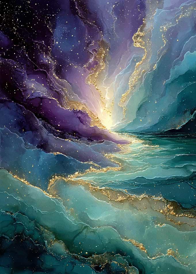 Abstract Gold Veins Painting