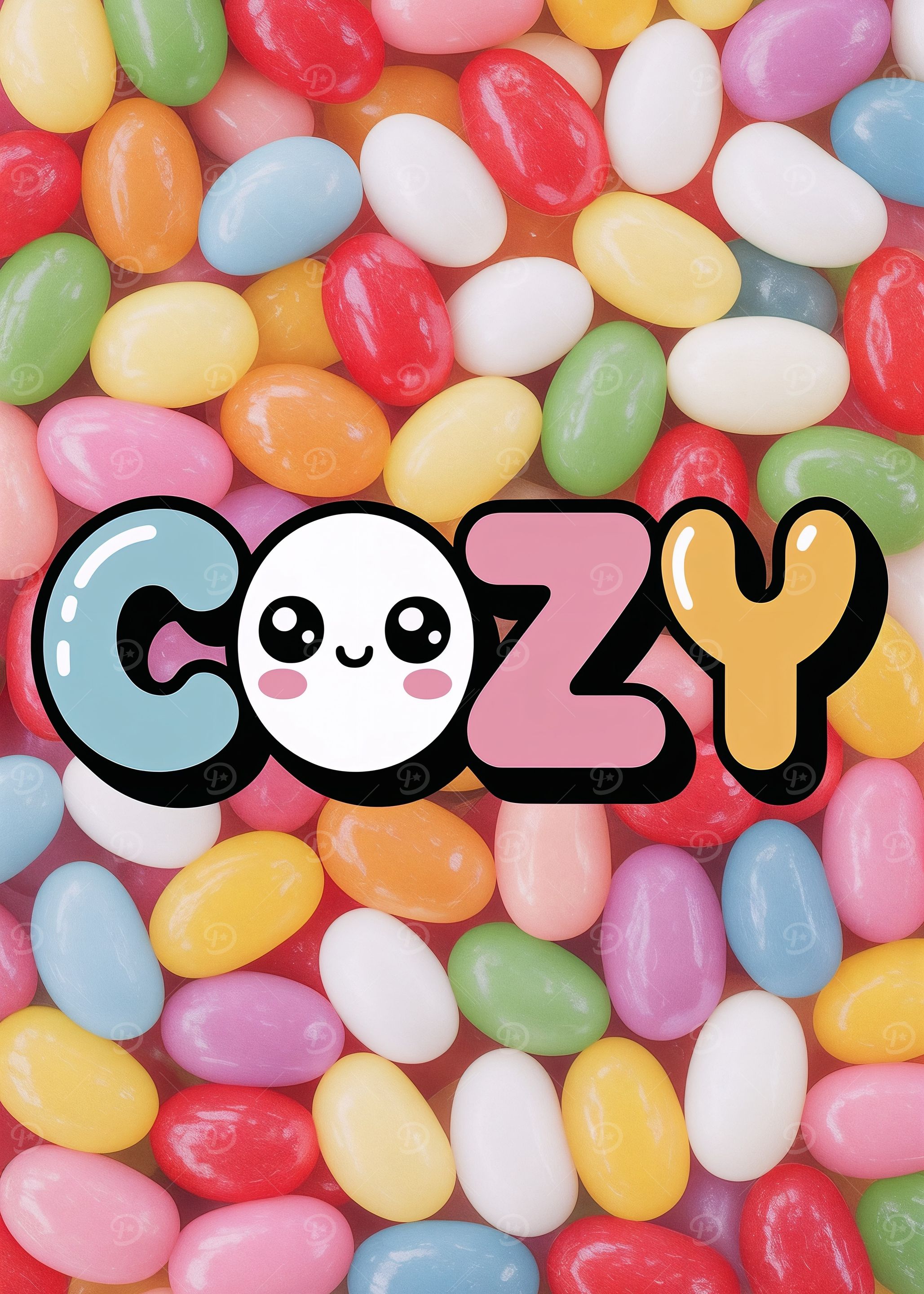 Cozy Kawaii Text Art with Jellybeans