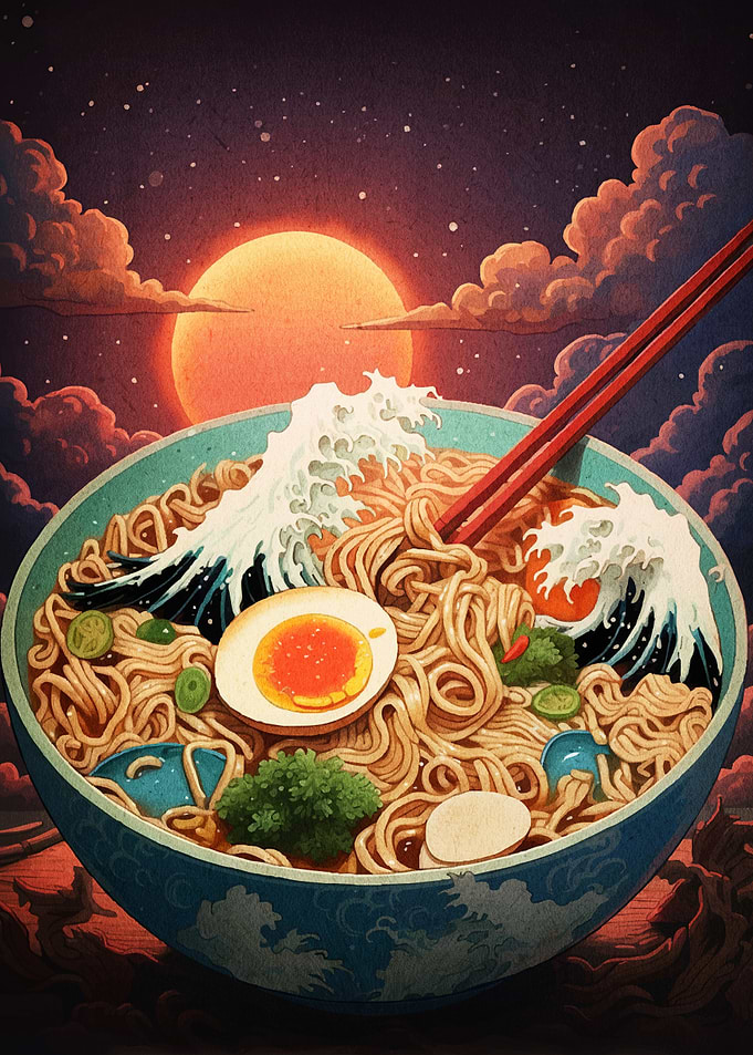 Ramen Bowl Wave Sunset
