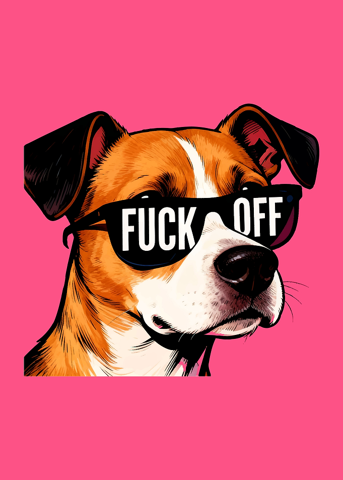 Dog with Sunglasses on Pink Background