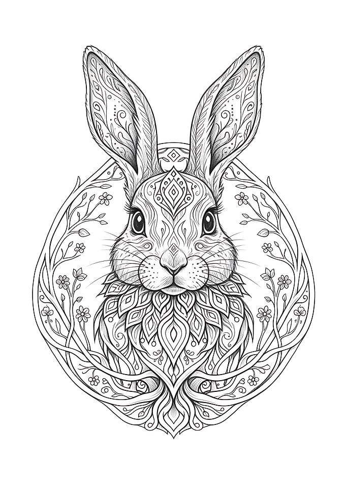 Detailed Rabbit Line Art Illustration