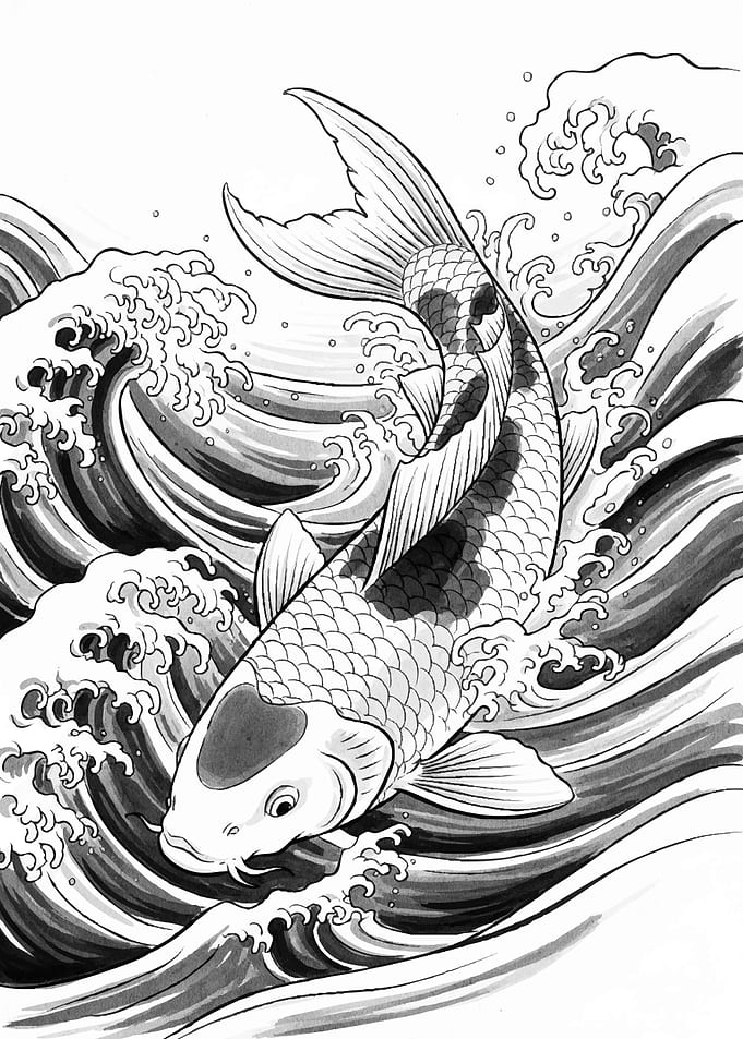 Koi Fish Waves Animal