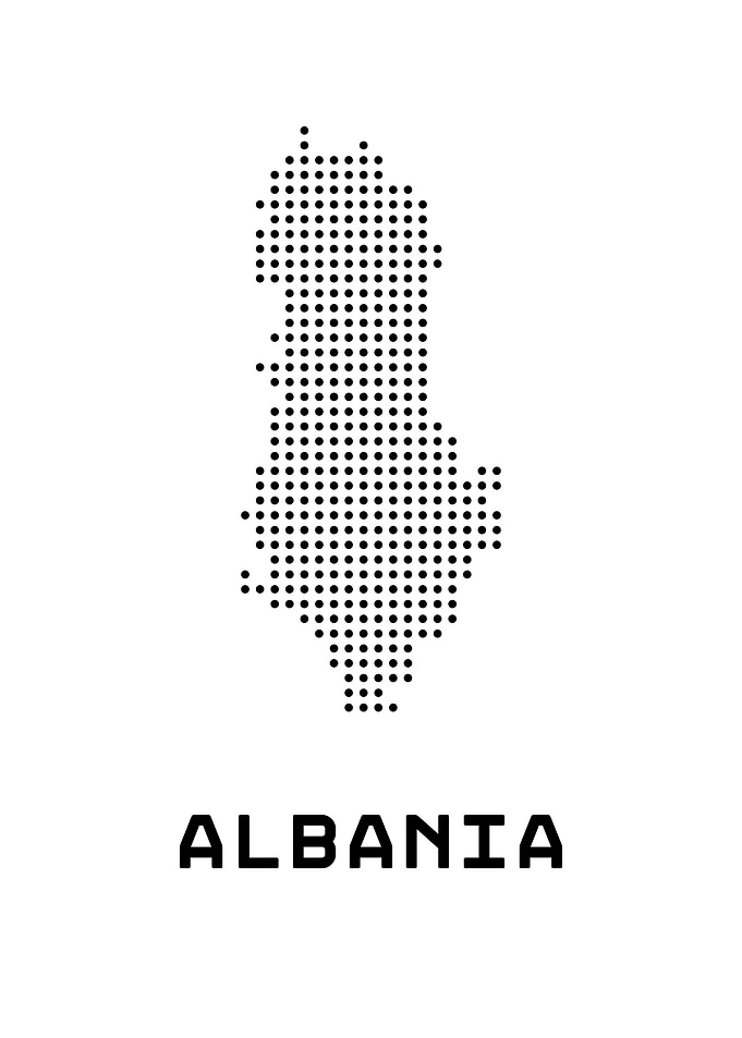 Albania Map Dotted - White Background