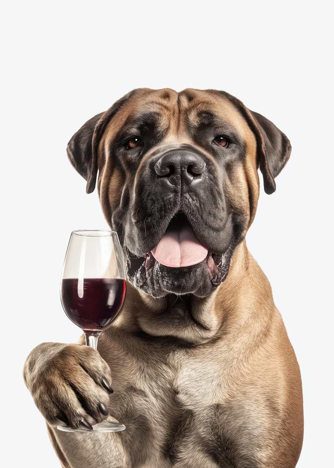 Boerboel dog with Wine Glass