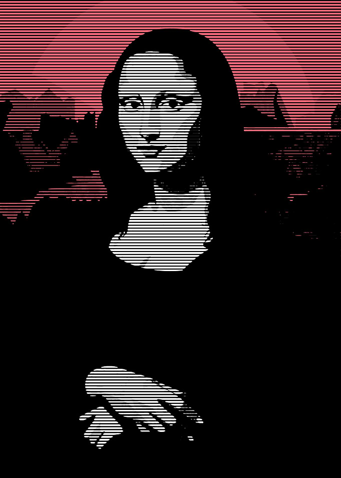 Mona Lisa Horizontal Line Art