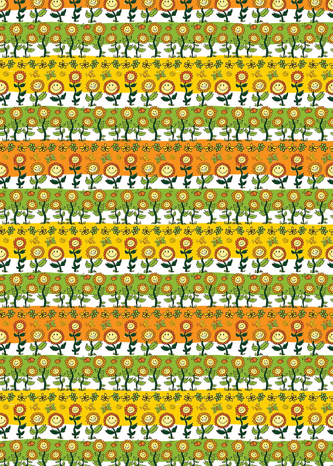 Cheerful Sunflower Pattern with Smiling Faces