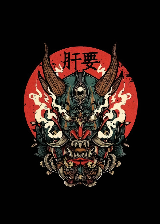 Japanese Oni Mask Illustration