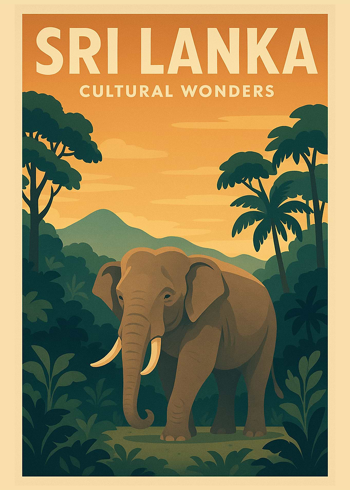 Sri Lanka Cultural Wonders Travel Poster