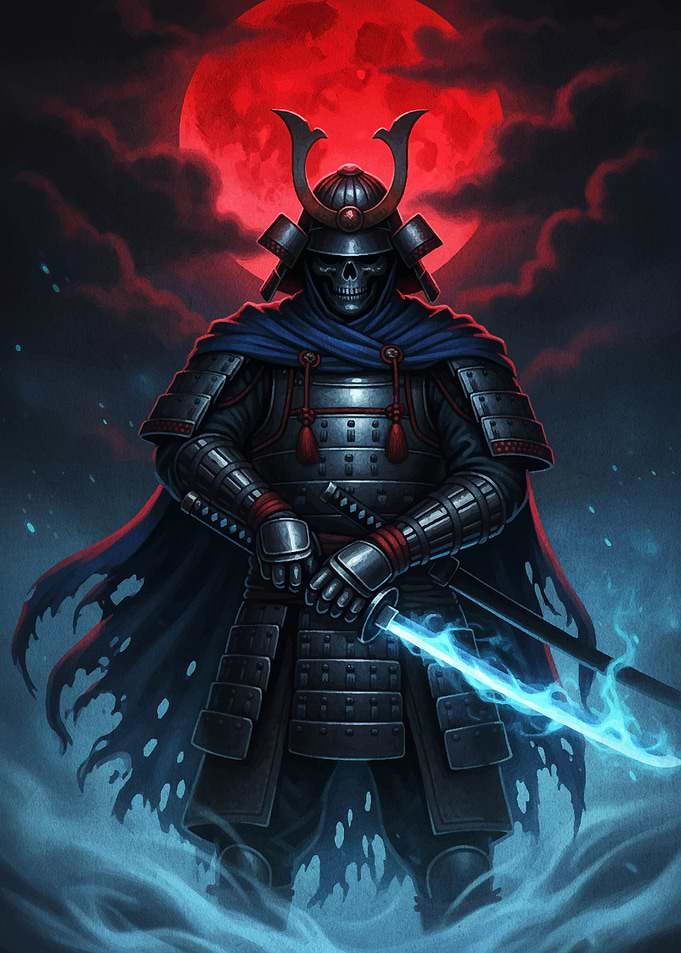 Undead Samurai Warrior with Glowing Sword