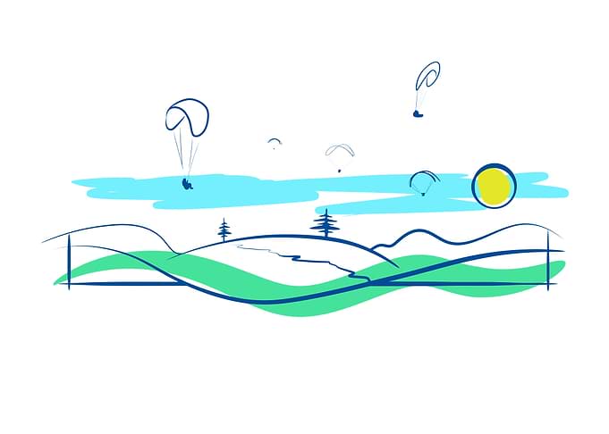 Paragliding over Green Hills Illustration
