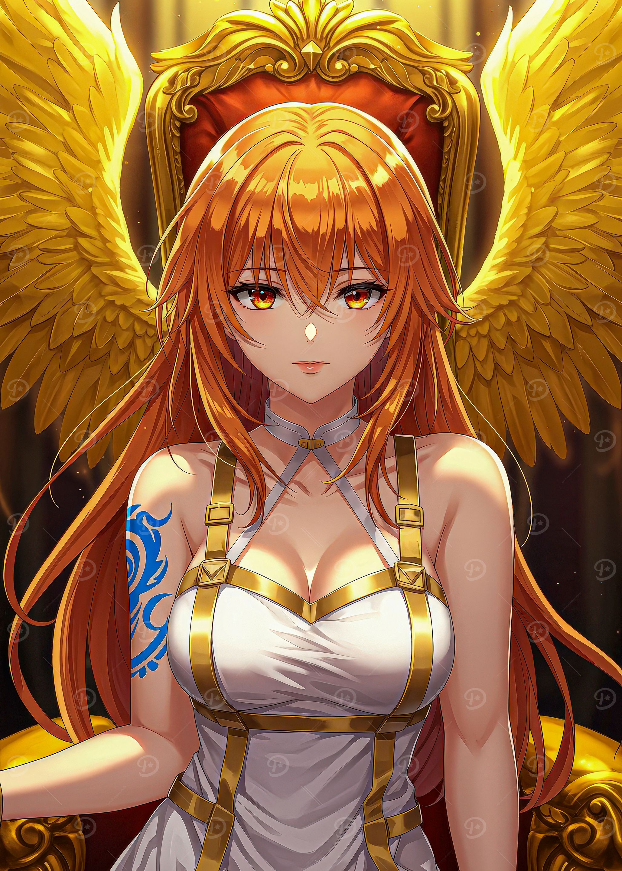 Anime Angel on Golden Throne