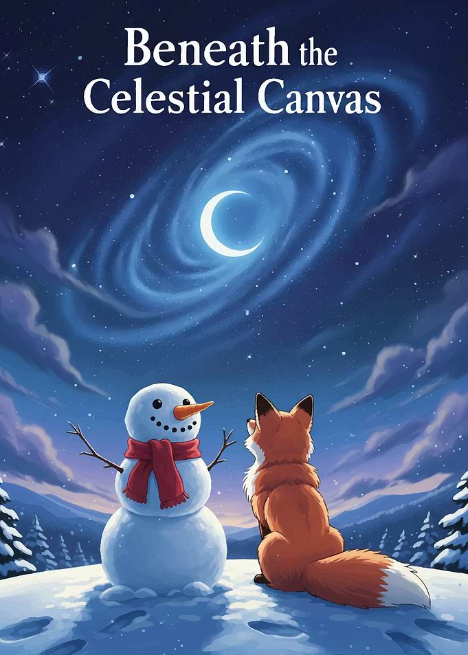 Beneath the Celestial Canvas: Winter Scene