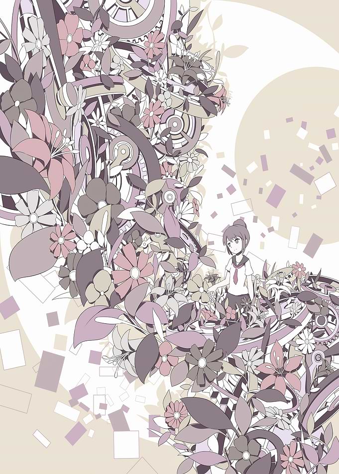 Floral Girl Anime Style Illustration