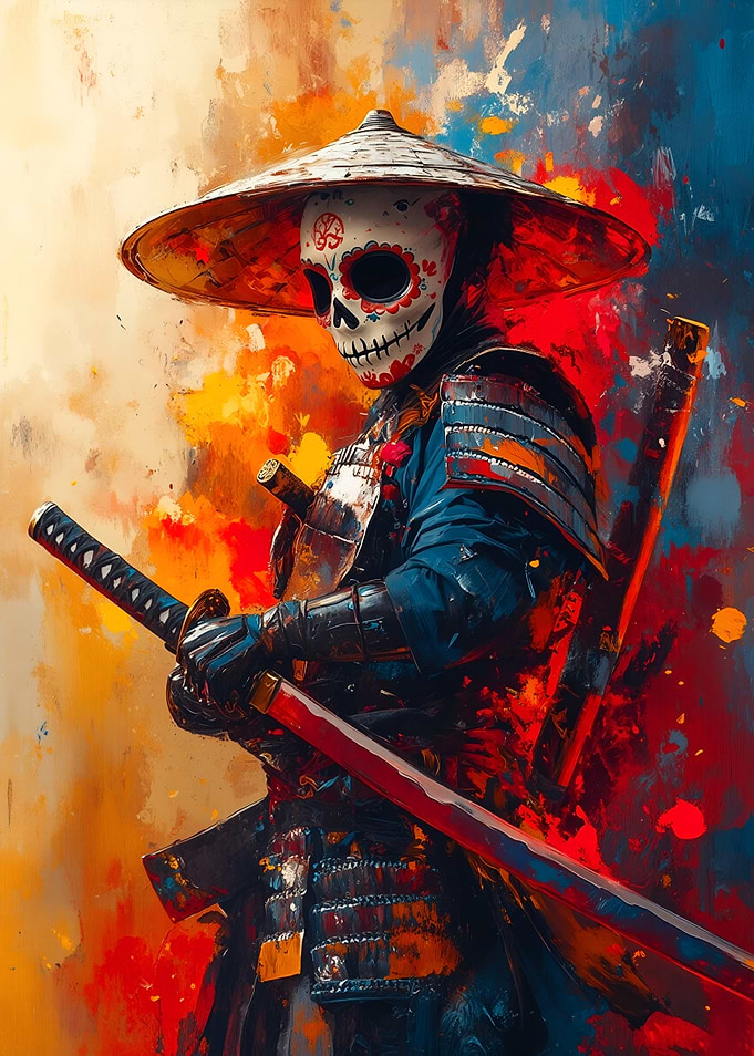 Samurai with Sugar Skull Mask