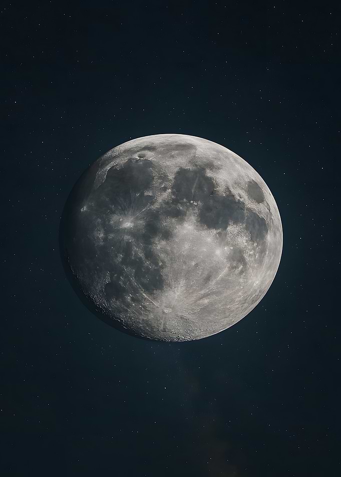 Full Moon in Starry Night Sky