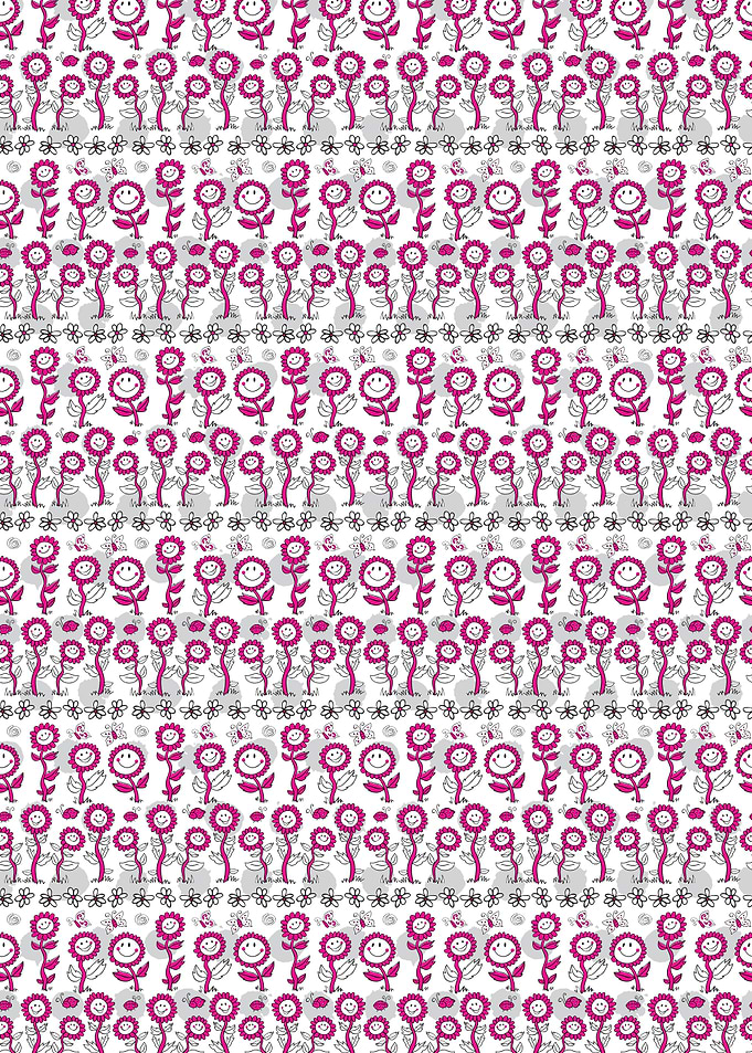 Floral Pattern with Smiling Flowers
