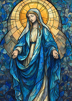 Stained Glass Virgin Mary Illustration