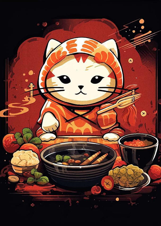 Sushi Cat Chef with Ramen