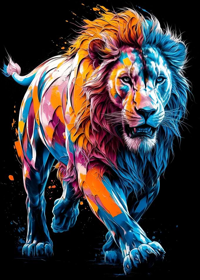 Abstract Running Lion