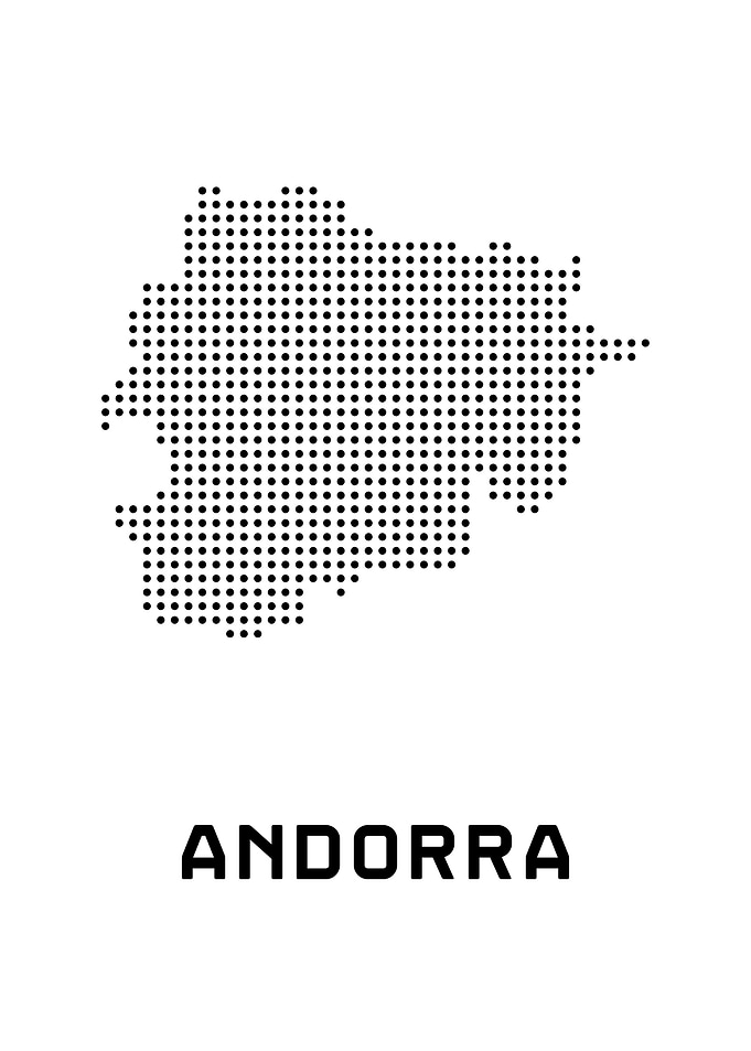 Andorra Map Dotted - White Background