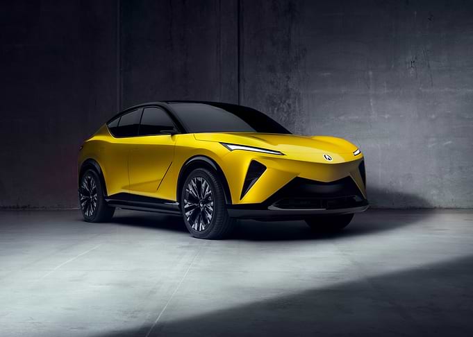 Yellow Electric Car Studio Shot