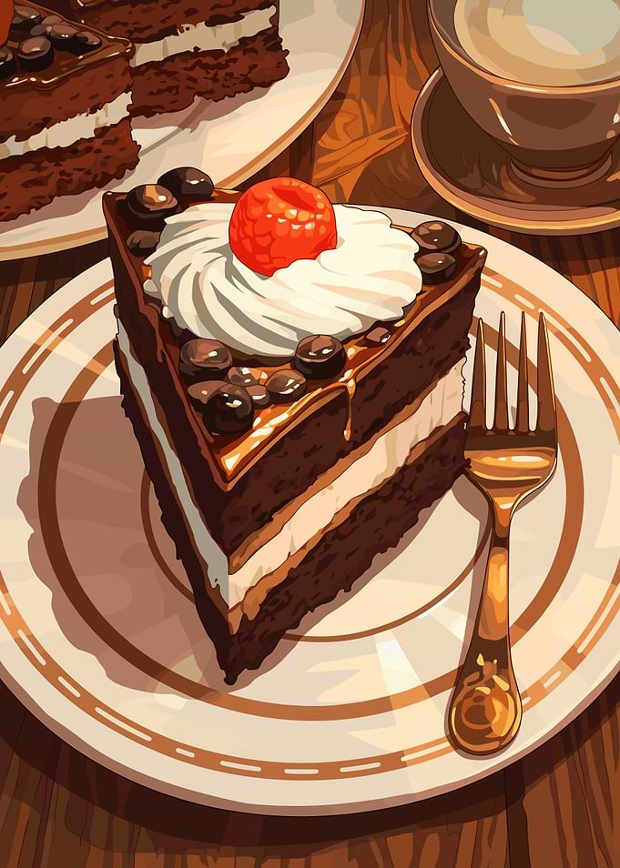 Chocolate Cake Slice with Raspberry