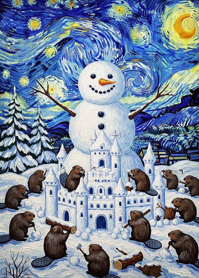 Beavers Snow Snowman