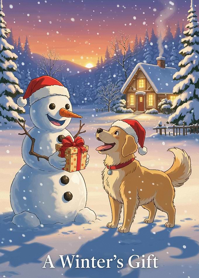 A Winter's Gift: Snowman and Dog