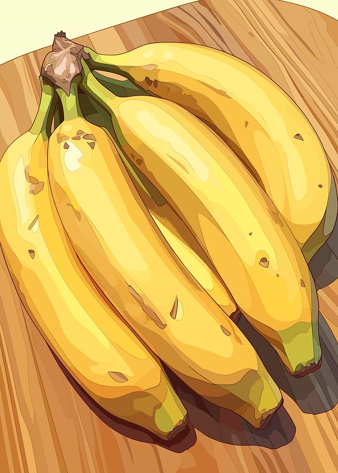 Bunch of Bananas on Wooden Surface