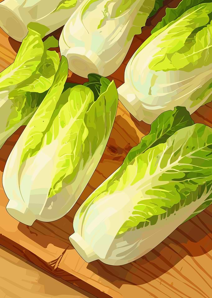 Fresh Napa Cabbage on Wooden Surface