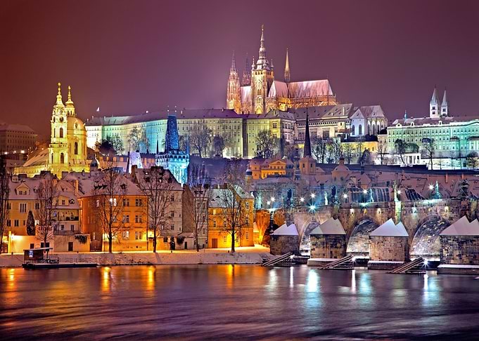 Prague at Night in Winter