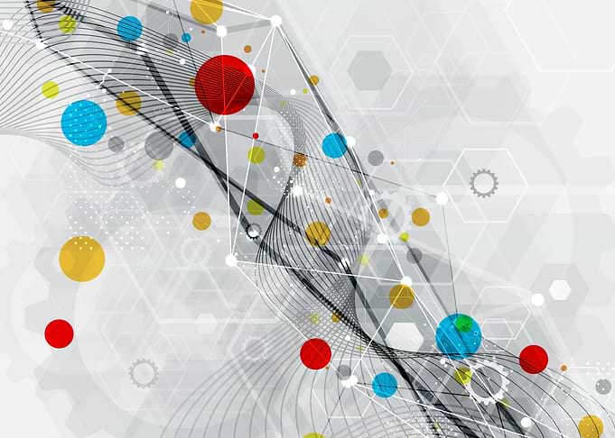 Abstract Network Connection with Colorful Dots