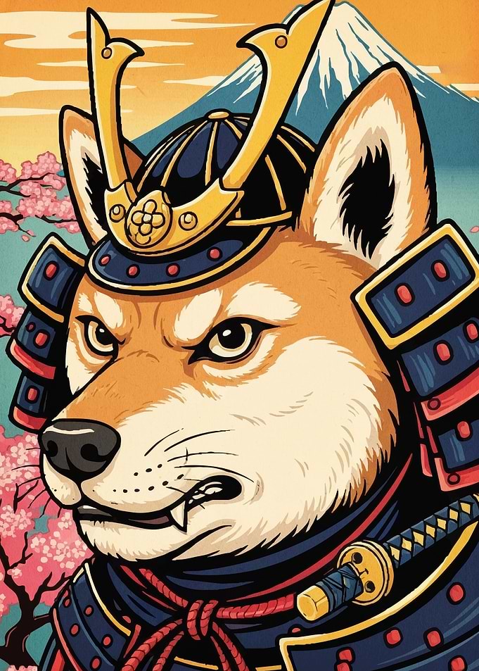 Samurai Shiba Inu Mount Fuji